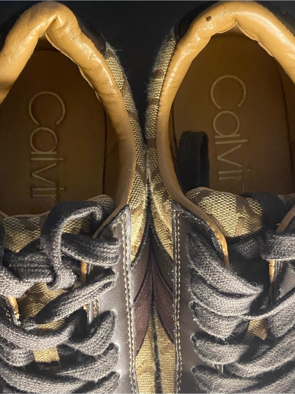 Calvin Klein Brown and Tan Logo Knit Athletic Sneakers - Picture 6 of 7
